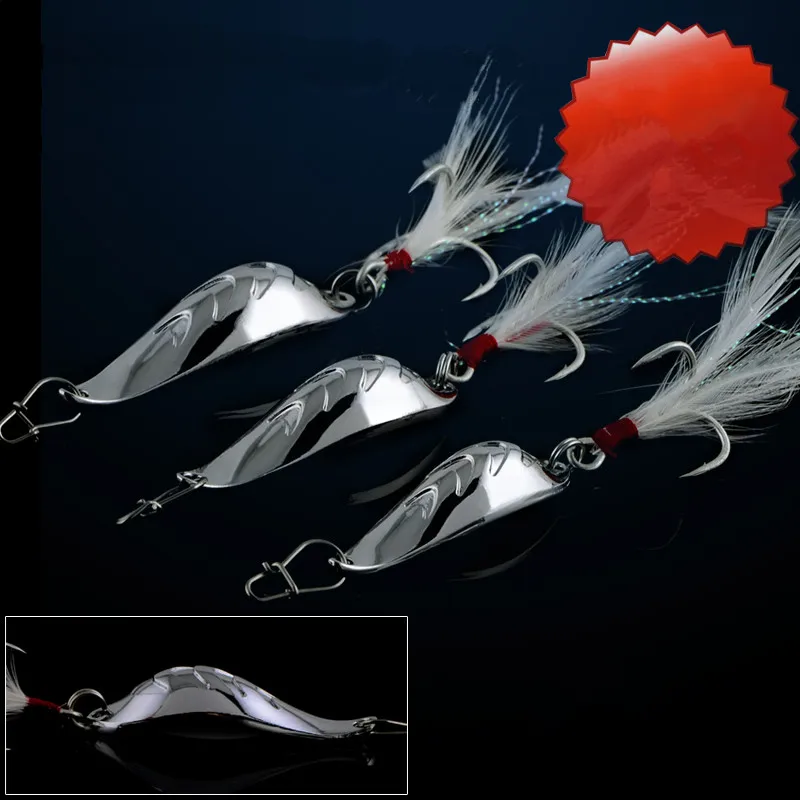 Cucharilla de Pesca Señuelo Grandioso Stroke Dancing Whirlpool Big Arc Señuelos Artificiales de Metal Lanza Larga 10g/15g/20g 4 Vez Anzuelo — imagen 1