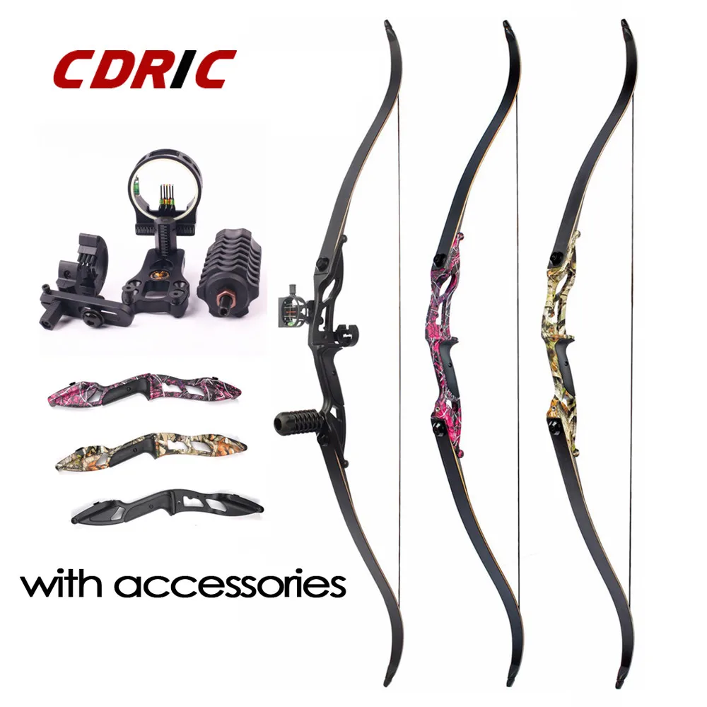 Arco Recurvo F179 de 56" en 3 Colores, 30-50lbs, Arco Desmontable Estilo Americano para Caza, con Accesorios DIY, para Caza y Tiro al Aire Libre, Uso para Principiantes — imagen 1