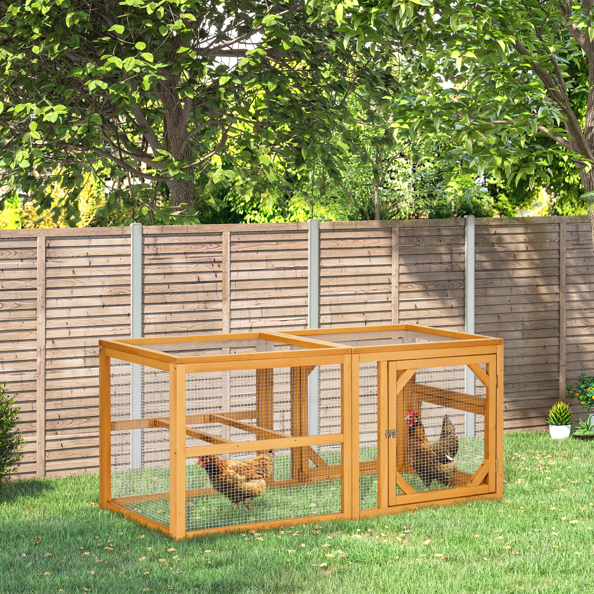 Expansión de Madera para Gallinero de 55", Mini Gallinero Exterior con Corral, Diseño Combinable — imagen 2