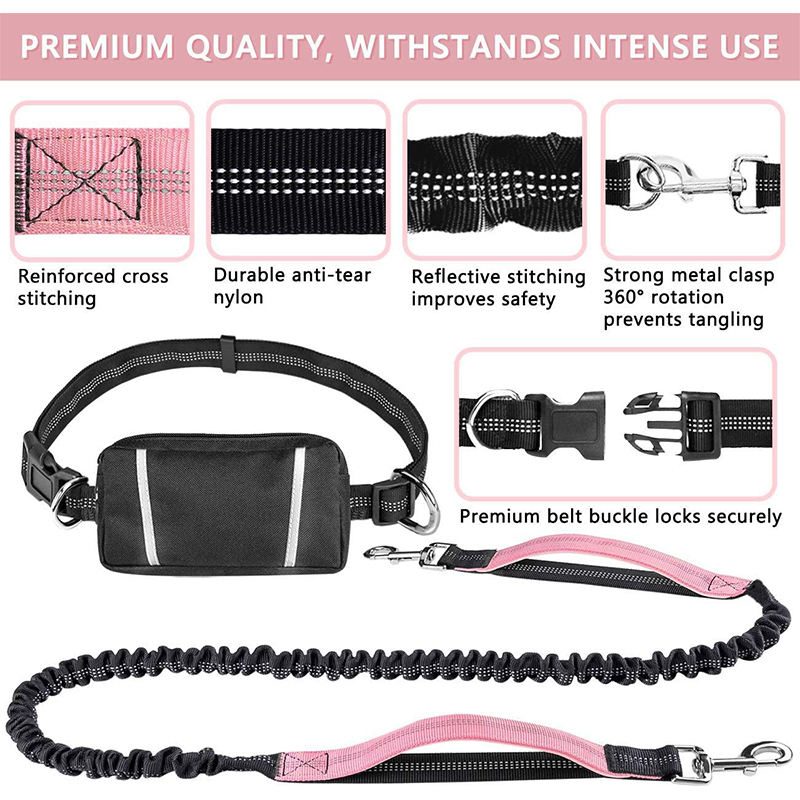 Traje de cuerda de salto con tracción para mascotas, bolsa de cintura deportiva reflectante para correr de noche — imagen 9