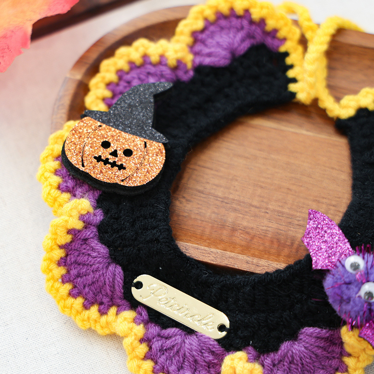 Pet Cat Dog Kerchief Halloween Cartoon Knit Scarf Cat Bib Pet Accessories — image 4