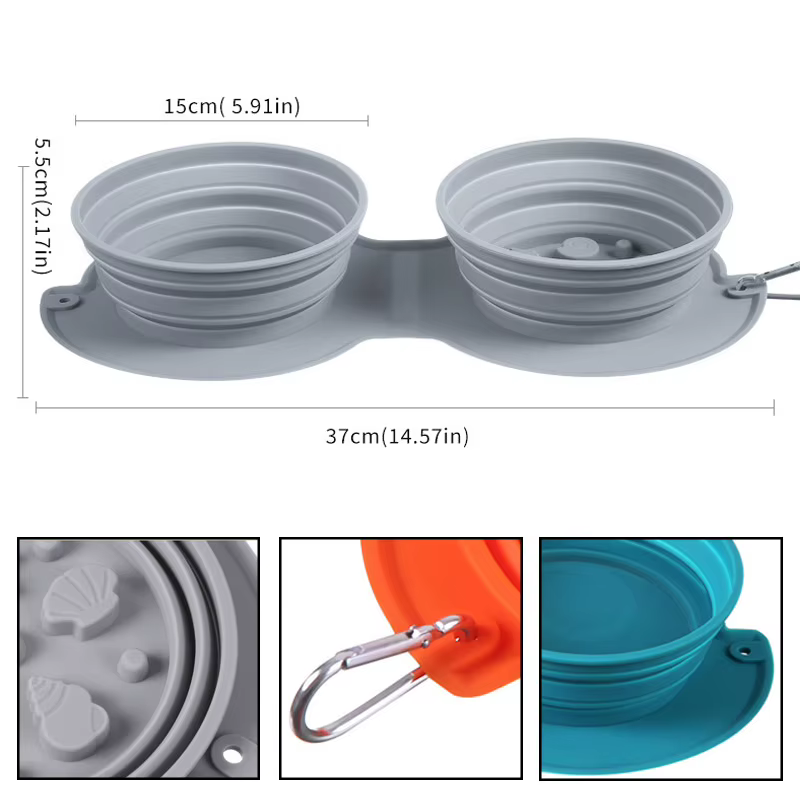 Comedero Doble Plegable 2 en 1 Bolsa Portátil de Silicona para Comida y Premios para Perros, Comedero de Viaje para Perros y Gatos, Artículos para Mascotas — imagen 5