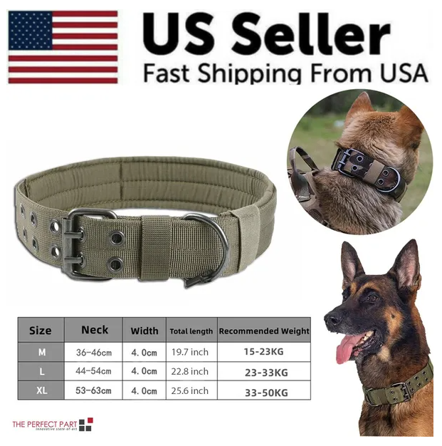 Cinturón de Perro Táctico Resistente en Nylon Grande con Correa Metálica para Actividades Al Aire Libre — imagen 4