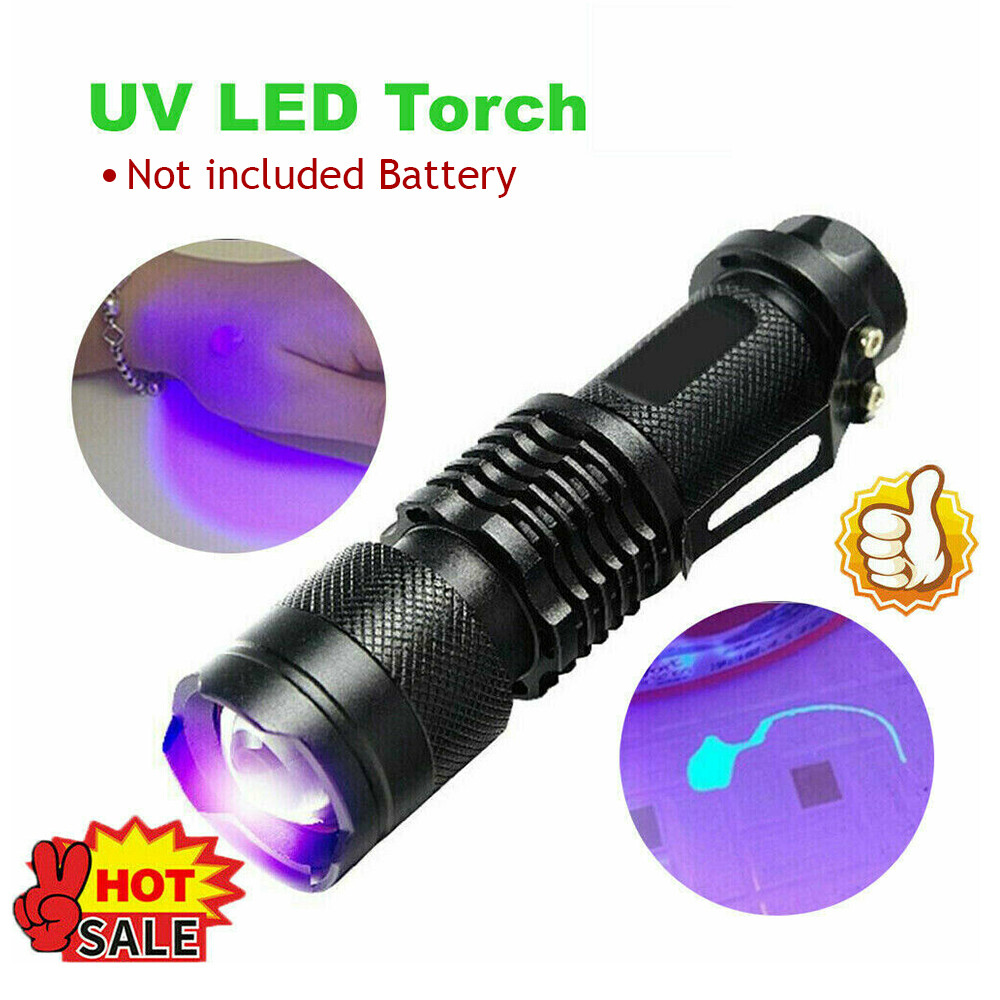 Paquete de 2 Linternas UV LED de Mano, Luz Negra Ultravioleta de 395nm, Mini Lámpara de Inspección Detectora de Manchas de Orina de Mascotas, Chinches y Escorpiones — imagen 5