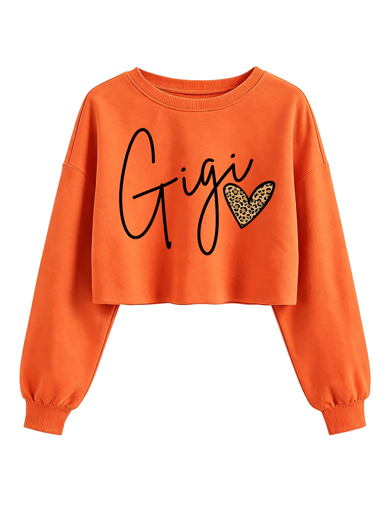Leopard print heart-shaped crop top hoodie — image 1