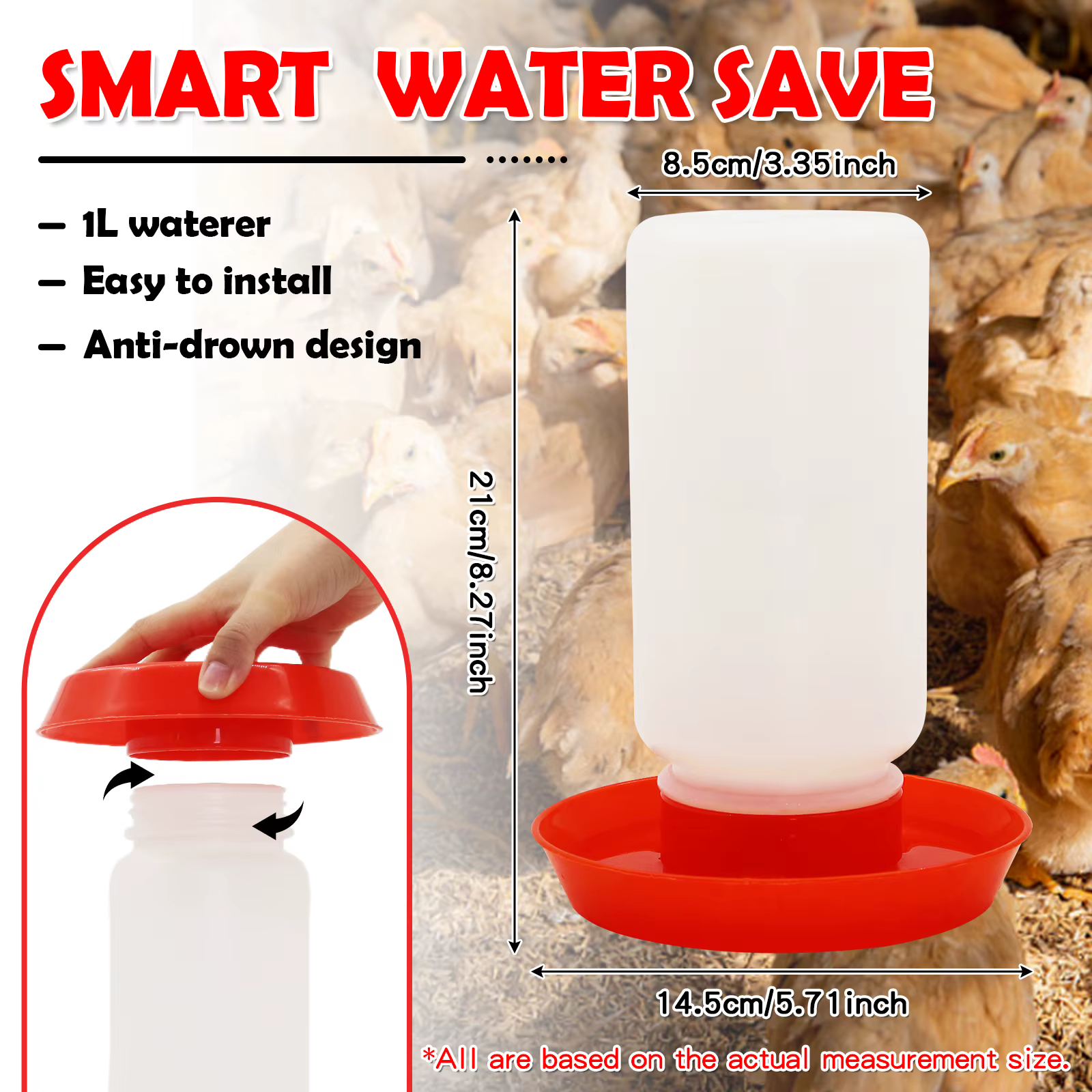Alimentador Automático de Agua para Pollos, Faisanes y Polluelos – Caja de Alimento Automática, Pequeño Dispensador de Agua Automático — imagen 2
