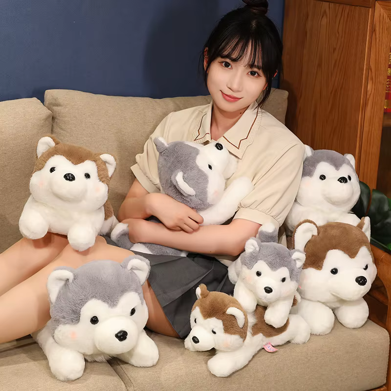 30/40CM Cute Husky Dog Plush Toy Stuffed Animal Soft Kawaii Lying Brown Pet Puppy Pillow Doll Toys for Xmas Gift — image 5