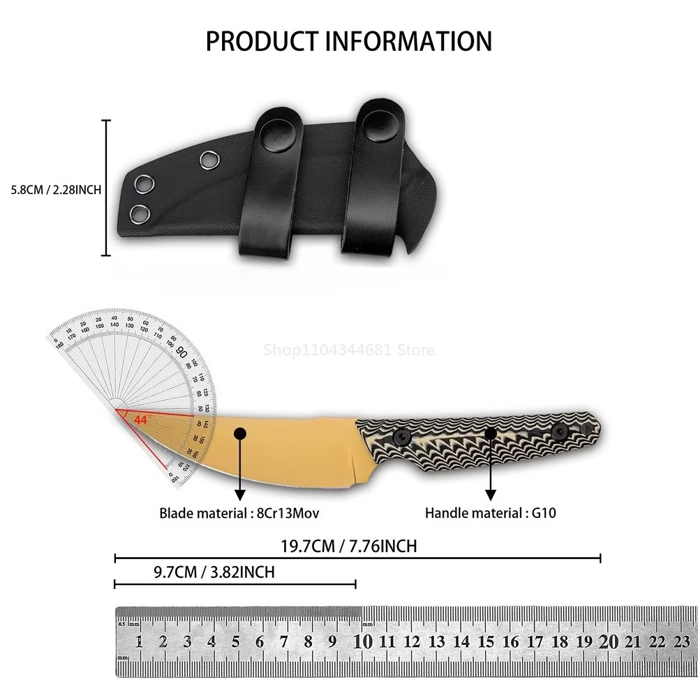 Outdoor Multi-fuctional Straight Knife Full Tang 8Cr13Mov Fixed Blade Knife G10 Handle and Sheath Camping Fishing Essential Tool — image 6