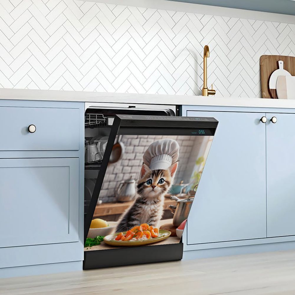 Cubierta Magnética 2D Plana para Puerta de Lavavajillas con Temática de Gato Chef, Adecuada para Lavavajillas, Refrigeradores, Etc. - Fácil de Limpiar — imagen 5