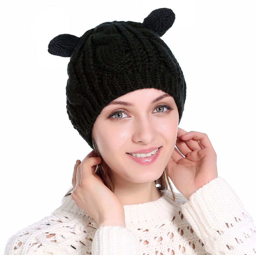 Gorro de Punto con Orejas de Gato, Otoño e Invierno — imagen 2