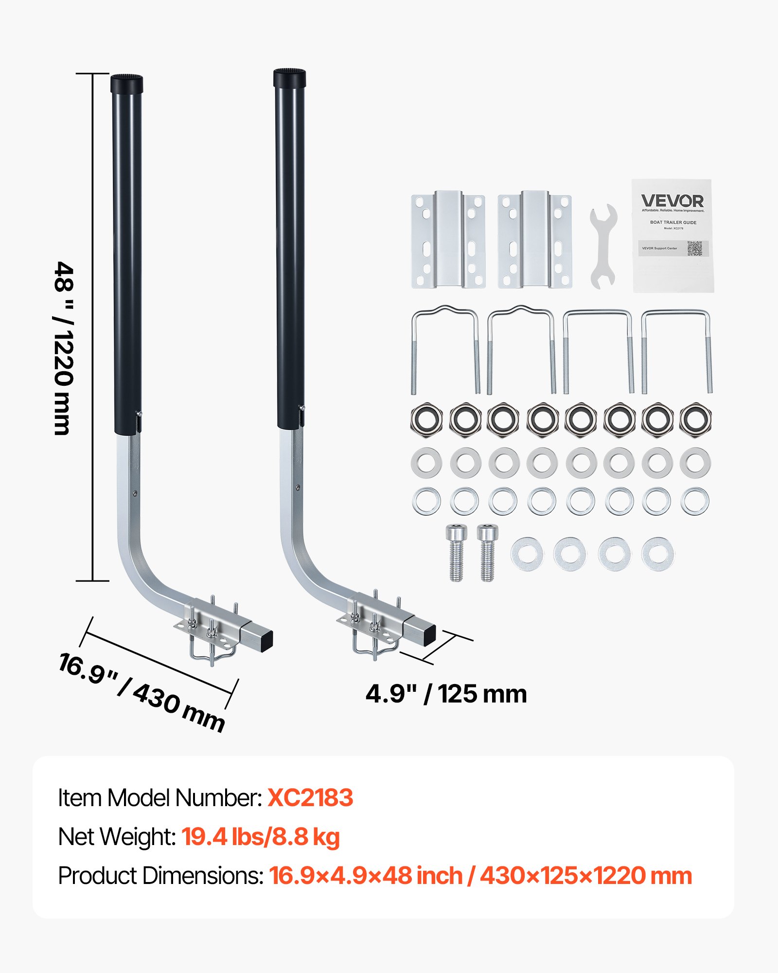 Guías de Remolque para Barcos: Póles de Guía de 40 Pulgadas/48 Pulgadas, 2 Piezas de Acero de Alta Dureza, Póles de Guía Ajustables con PVC para Lanchas de Esquí y Pequeñas Veleros — imagen 1
