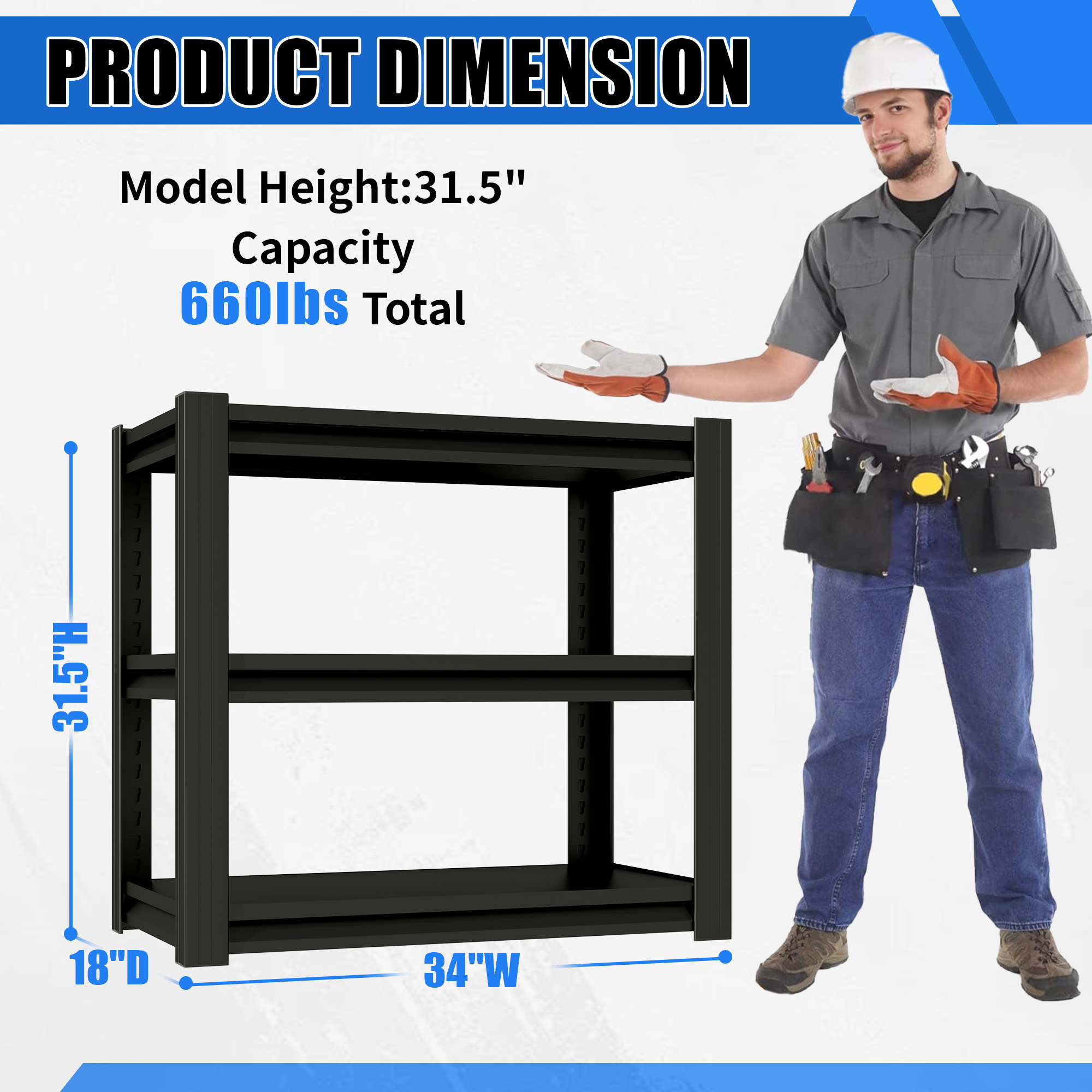 20-30 Gallon Fish Tank Stand - Metal Aquarium Stand, 34 W X 18 D X 31 H Adjustable Heavy Duty Reptile Tank Stand, Adjustable 3-Tier Fish Tank Rack Shelf For Home Office, Tank Not Included — imagen 2