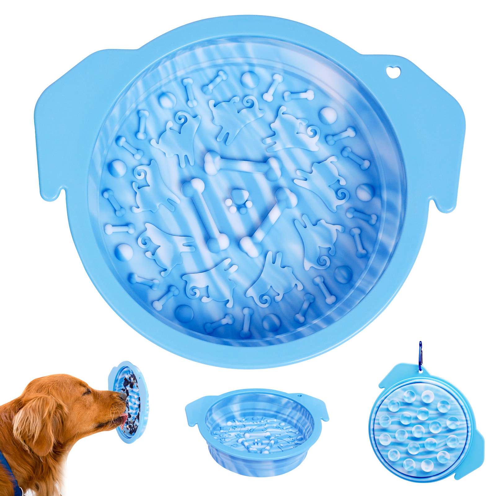 Portable Folding Bowl Sucker Licking Pad Slow Food Bowl Dog Basin Silicone Pet Bowl Dog Bowl — image 1