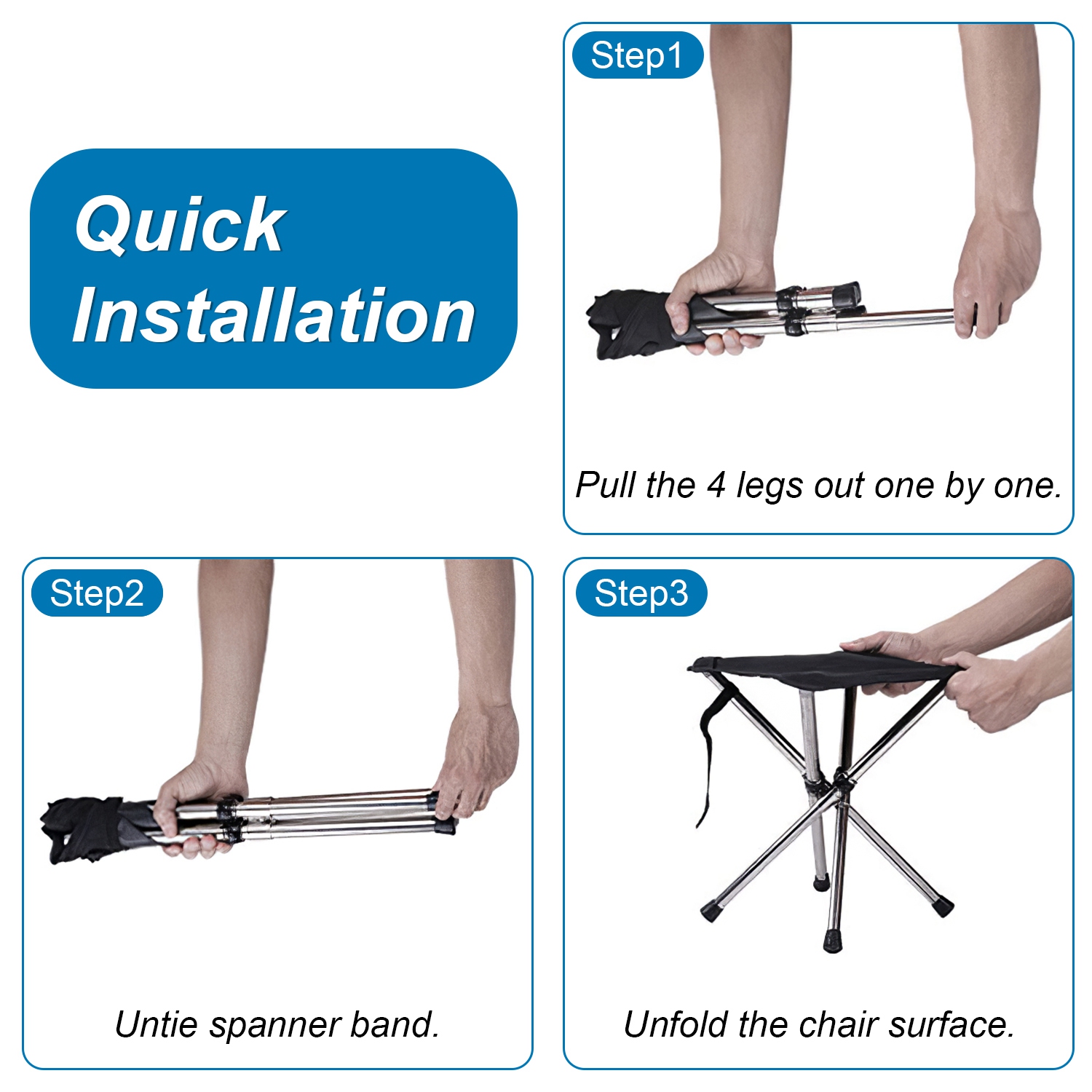 Silla de Acampada Plegable Portátil con Cierre Retráctil - Silla Ligera para Caminatas, Pesca y BBQ — imagen 7