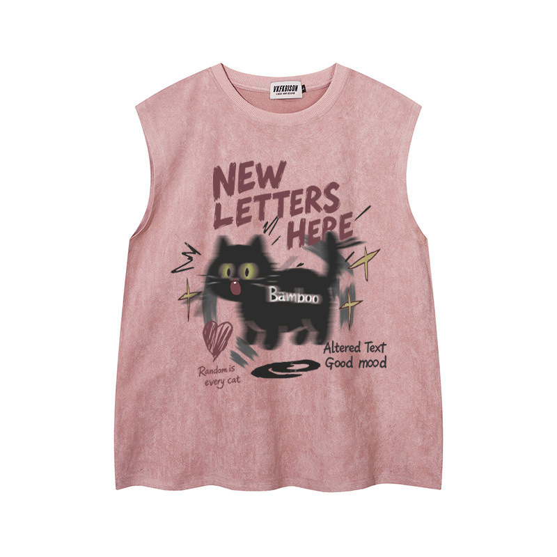 Shocking Black Cat Printed Tank Top — image 3
