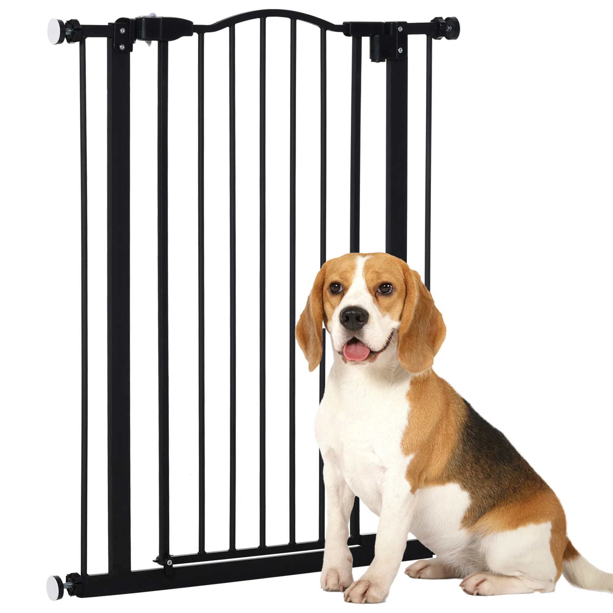 Extra Tall Dog Gate with Door, Pressure Fit, Auto Close, Double Locking for Doorways Hallways Stairs, 29"-32", Black — image 1