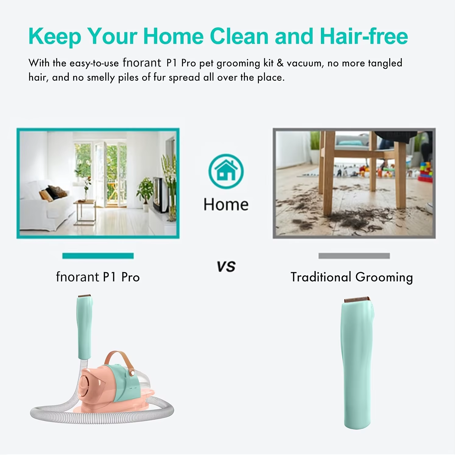 Pet Grooming Vacuum Kit: Powerful vacuum suction removes 99% of pet hair; includes a professional clipper; a versatile grooming tool suitable for dogs, cats, and other animals — image 5