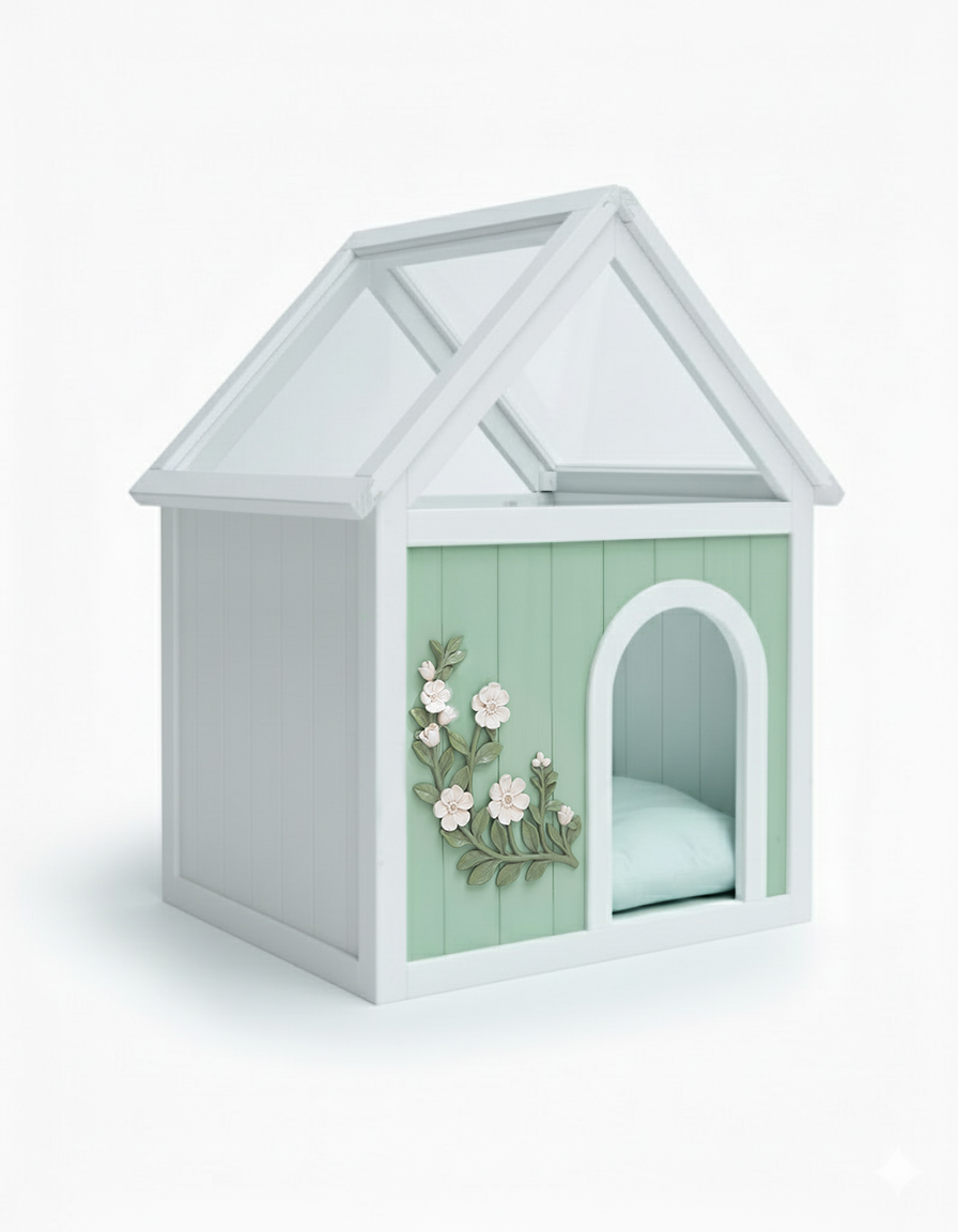 SAGE FSC-Certified Cedar Indoor Cat House with Clear Acrylic Roof – Wooden Pet House for Small Cats & Dogs — image 10