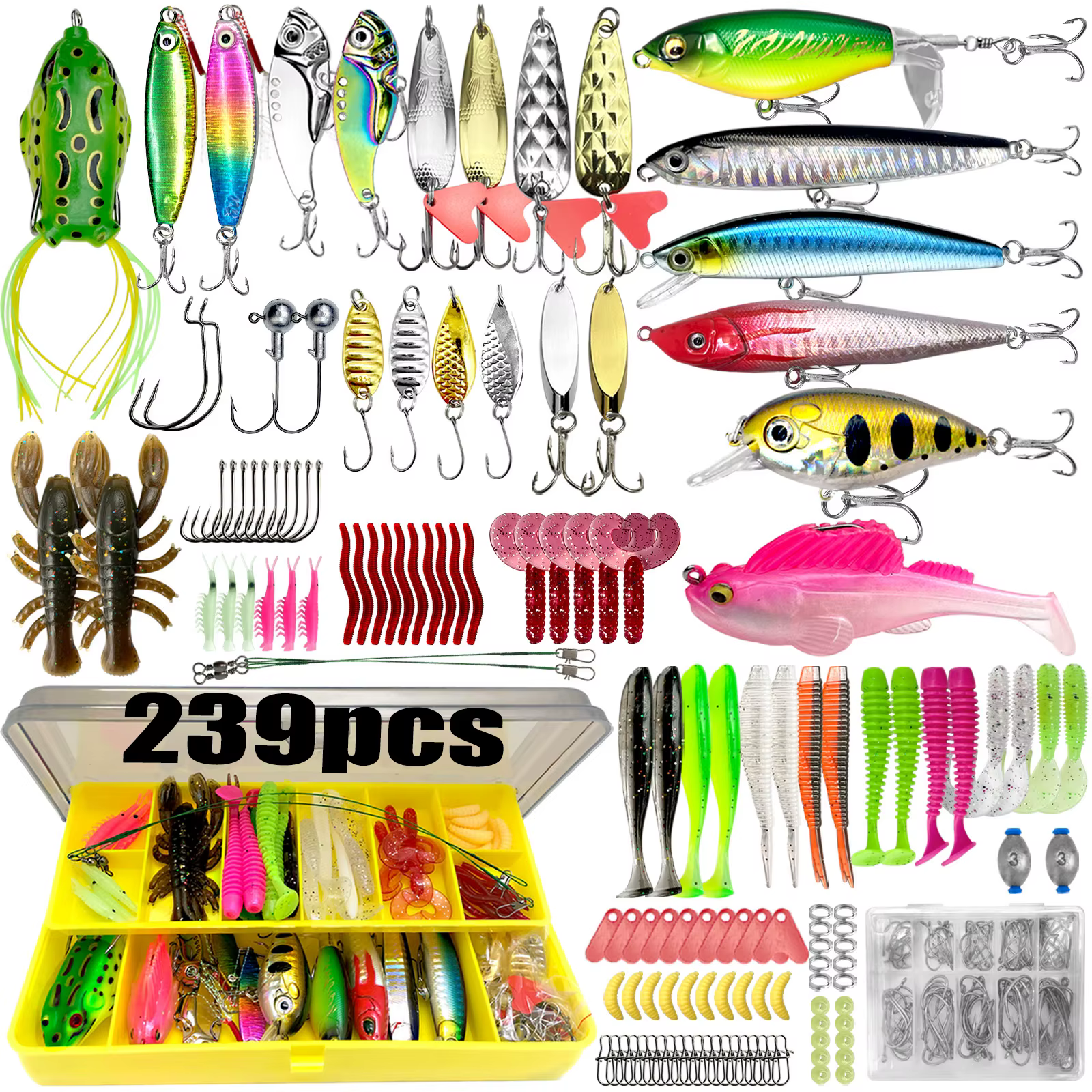 Fishing 83/133/193/239/409pcs Fishing Lure Kit For Trout/Pike/Bass Multi-Lure Fishing Set Layered Tackle Pro Gear Tackle Box — imagen 2