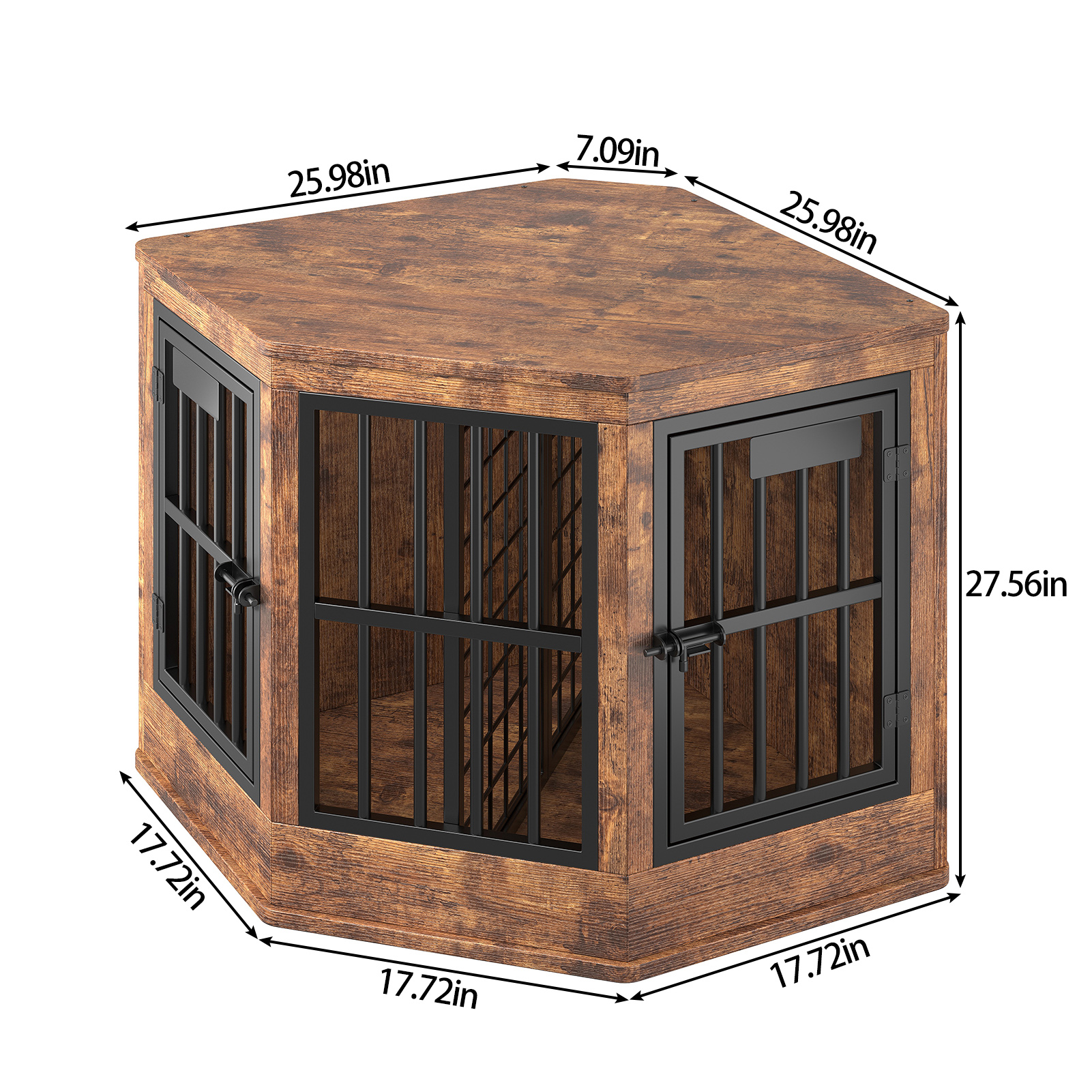 Corner Dog Crate Furniture Modern Indoor Dog Cage Decorative Pet House TV Stand For Medium And Large Sized Dogs Brown — image 3