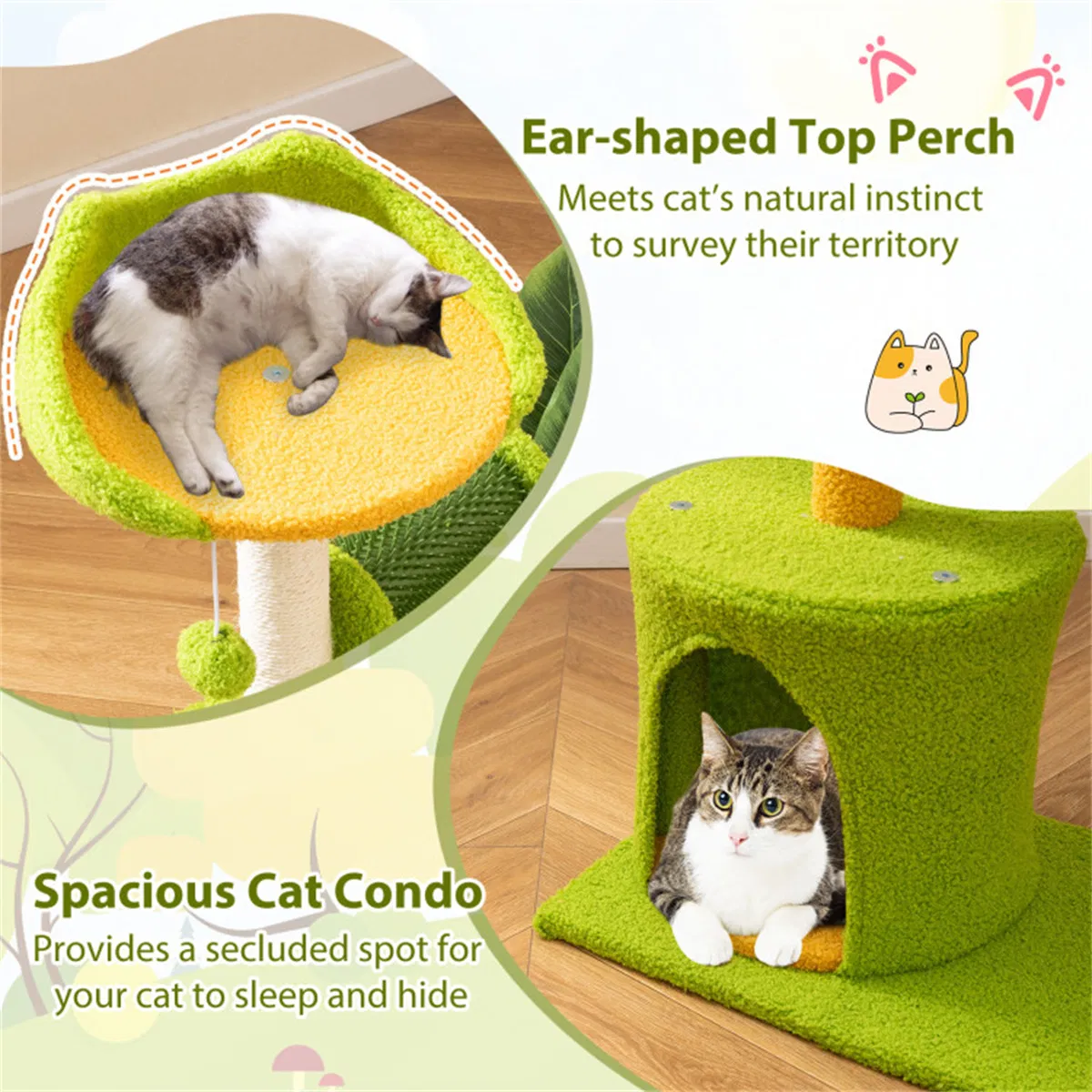 Cat Tree - 22LBS Capacity, Palm Tree Design with Self-Groomer & Scratching Posts — image 6