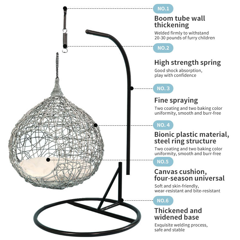 Pet Basket Cat Hammock Rattan Chair All Season Universal Cat Bed Small Dog Swing Cradle Cat Nest Climbing Frame — image 4