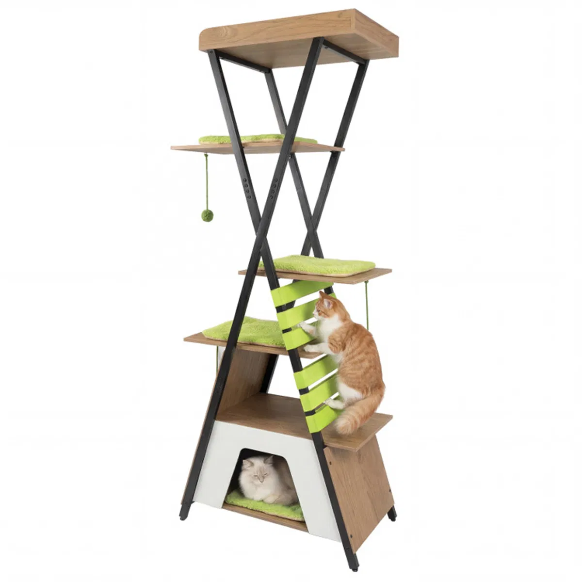 73" Multi-Level Cat Tree with Condo & Perch, Multi-Cat Climbing Tower with Scratching Pad & Interactive Toys — image 2