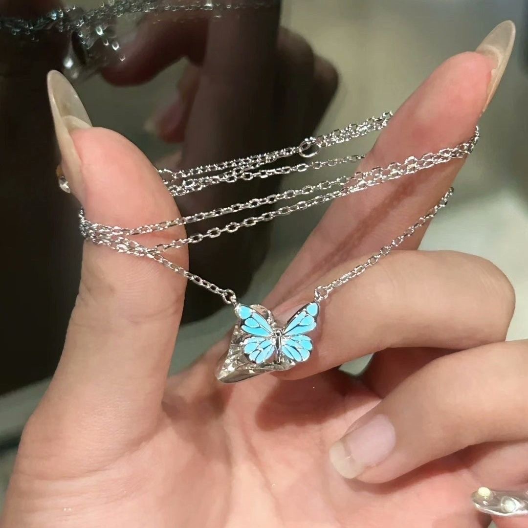 Conjunto de Collar y Pulsera Azul Fashion con Mariposa Luminosa para Mujer Regalo para Noche de Fiesta Joyas de Clavícula — imagen 13