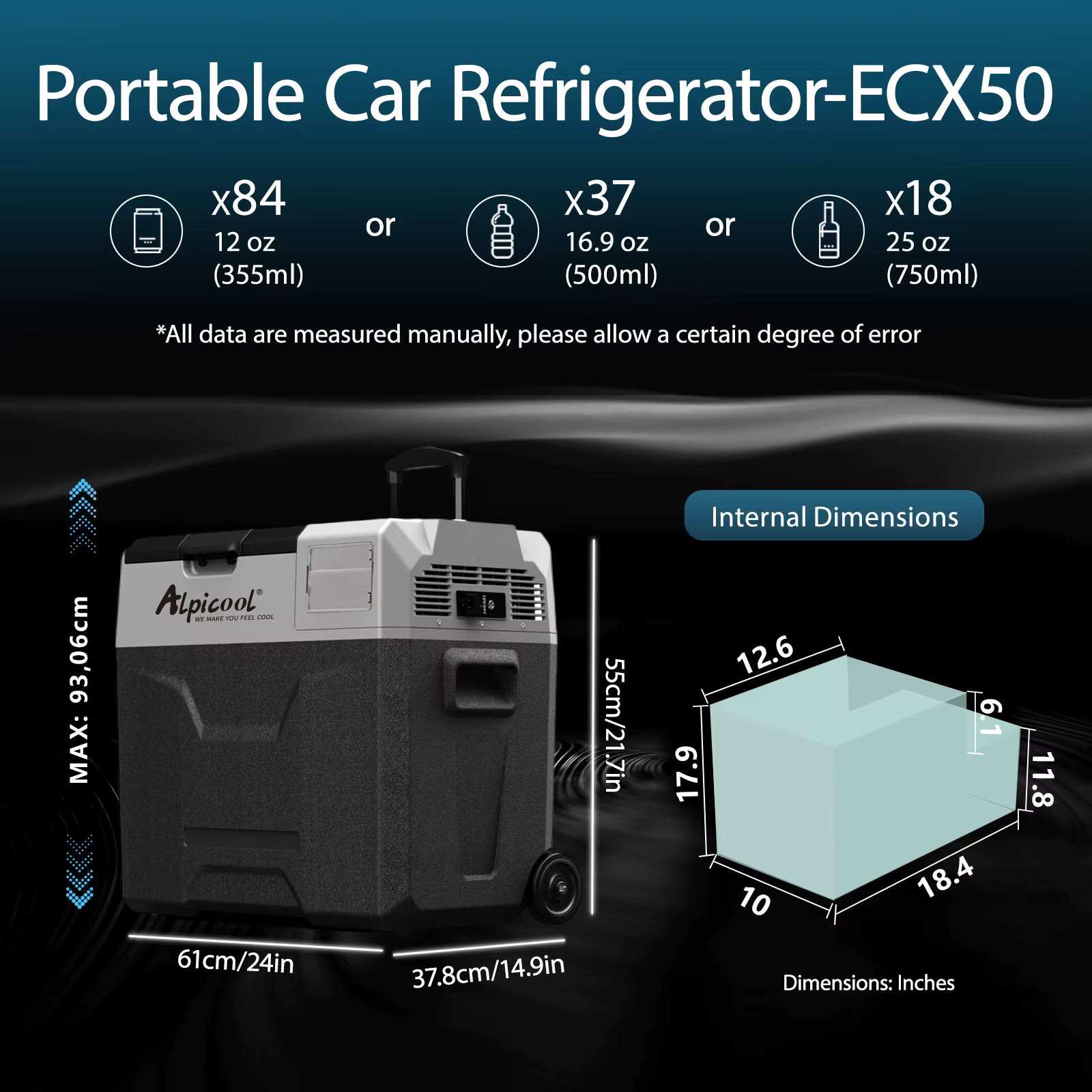 Alpicool ECX50 Portable Car Fridge Freezer 50 Quart (47 Liter) Fast Cooling 12V Car Fridge -4℉~68℉, Car Cooler, 12/24V DC — image 3