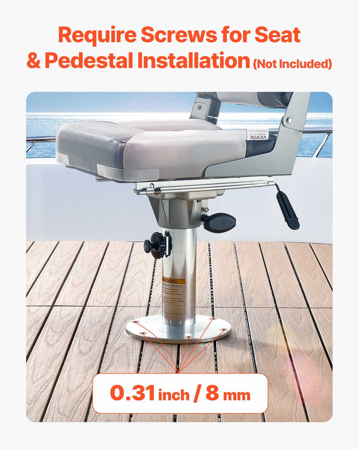 Asiento de Barco Pedestal, Ajuste de Altura desde 13.39 a 19.2 Pulgadas, Base de Asiento de Barco en Aleación de Aluminio con Deslizamiento, 5 pulgadas de Viaje, Diseño de Bloqueo, Ideal para Enthusiastas de Pesca y Deportes Acuáticos — imagen 3