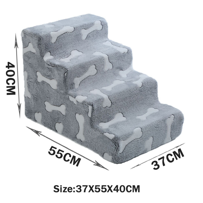 Bone-shaped pet stairs/ramp for dogs (placed beside sofa/bed) to protect joint safety, especially suitable for elderly dogs — image 1