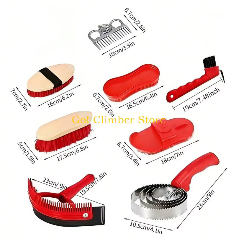 Q84C Horse Shedding Grooming Massaging Tool Set Bathing Cleaning Supply Horse Equipment Cleaning Tool — image 6