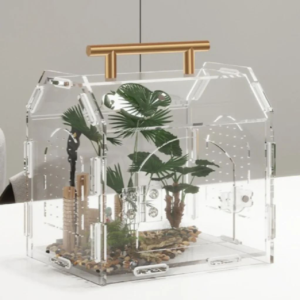 Reptile Terrarium Acrylic Portable Small Reptile Breeding Box Spider Tortoise Snail Terrarium Reptiles Pet House Cage — image 1