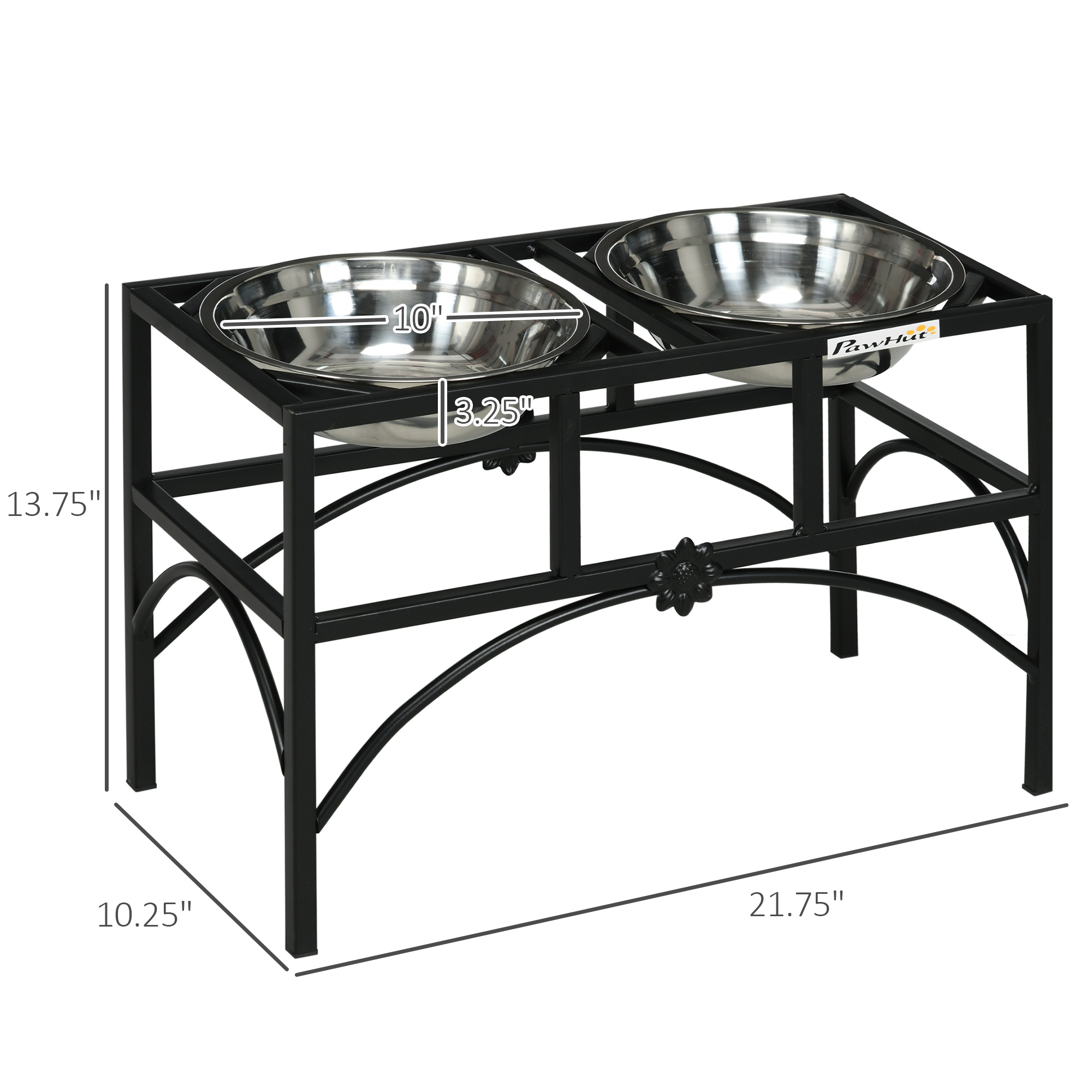 Comedor Elevado para Perros, Acero Inoxidable doble de Alta Calidad, Estación de Alimentación para Mascotas con Postura Saludable, 14" de Alto — imagen 3