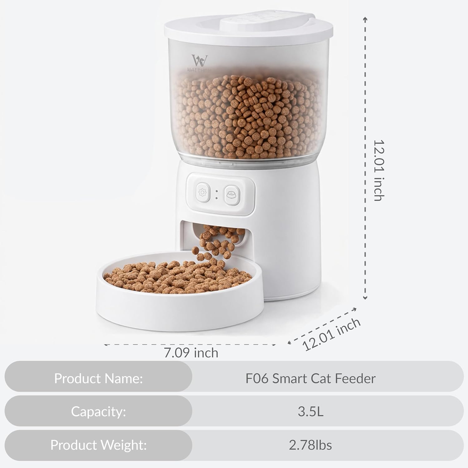 Wi-Fi Automático de Alimentación para Gatos, Dispensador Seco Programable con Aplicación, Control Preciso de Porciones, Hasta 10 Comidas Diarias, Fuente de Alimentación Doble, Adecuado para Gatos y Pequeños Perros — imagen 3