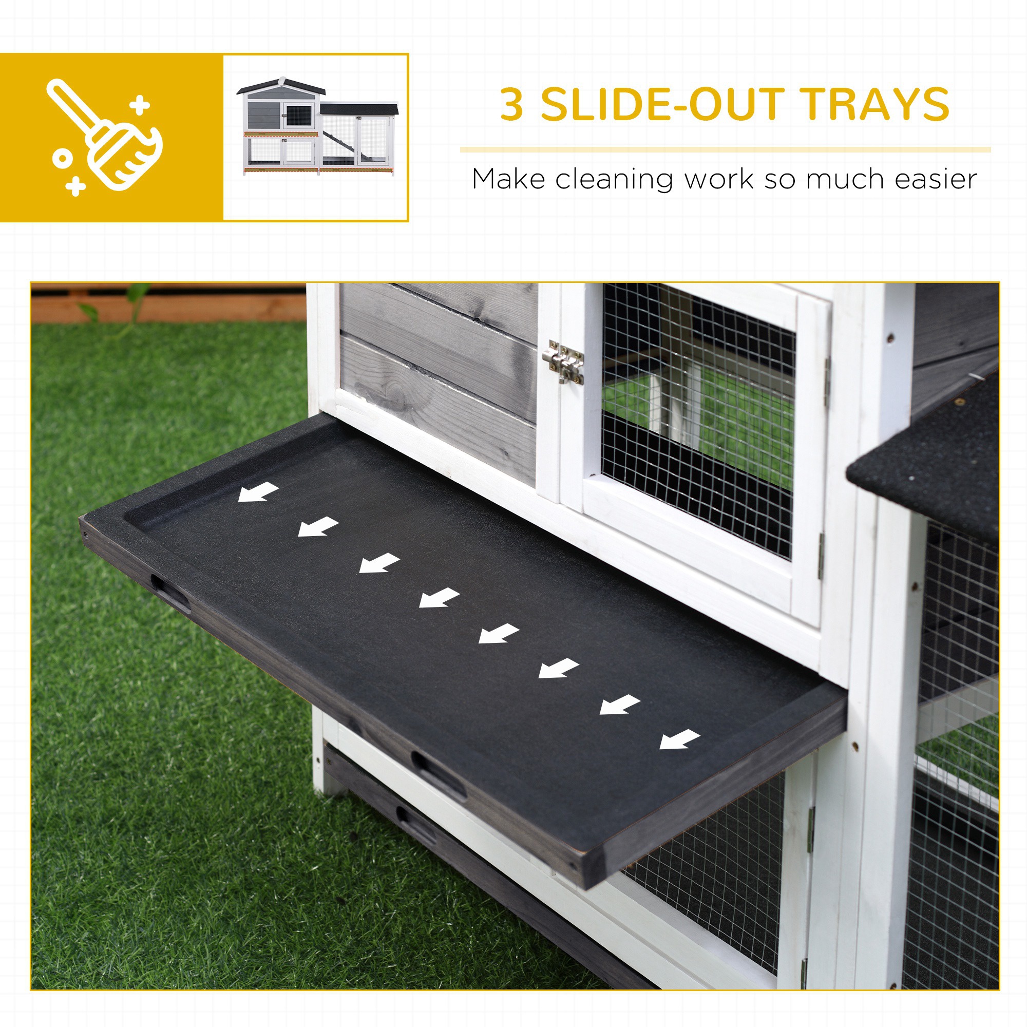 Recinto Interior para Conejos de 2 Niveles, Conejera de Madera para Patio Trasero, Casa para Animales Pequeños con Rampa, Corral Exterior Cerrado — imagen 4
