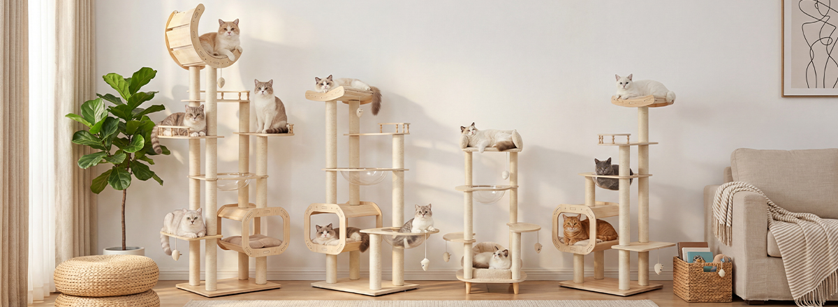Heavy-Duty No-Drill Large Cat Tree-Solid Wood, 5-Story Multi-Column Cat Tower, 80.4in For Large Spaces & Multi-Cat Households, Open Condo, Space Capsule, Bed, Durable Indoor Pet Furniture — image 8