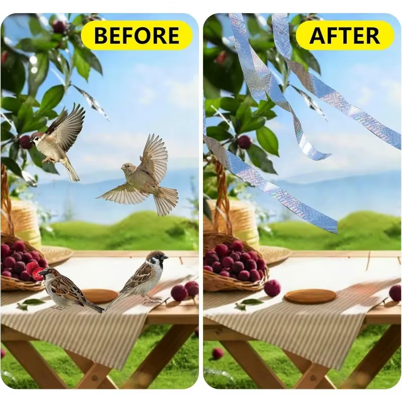 50/80M Double-Sided Reflective Bird Repellent Tape Holographic Scare Ribbon Laser Deterrent for Pigeon Fox Bird Control Garden — image 4