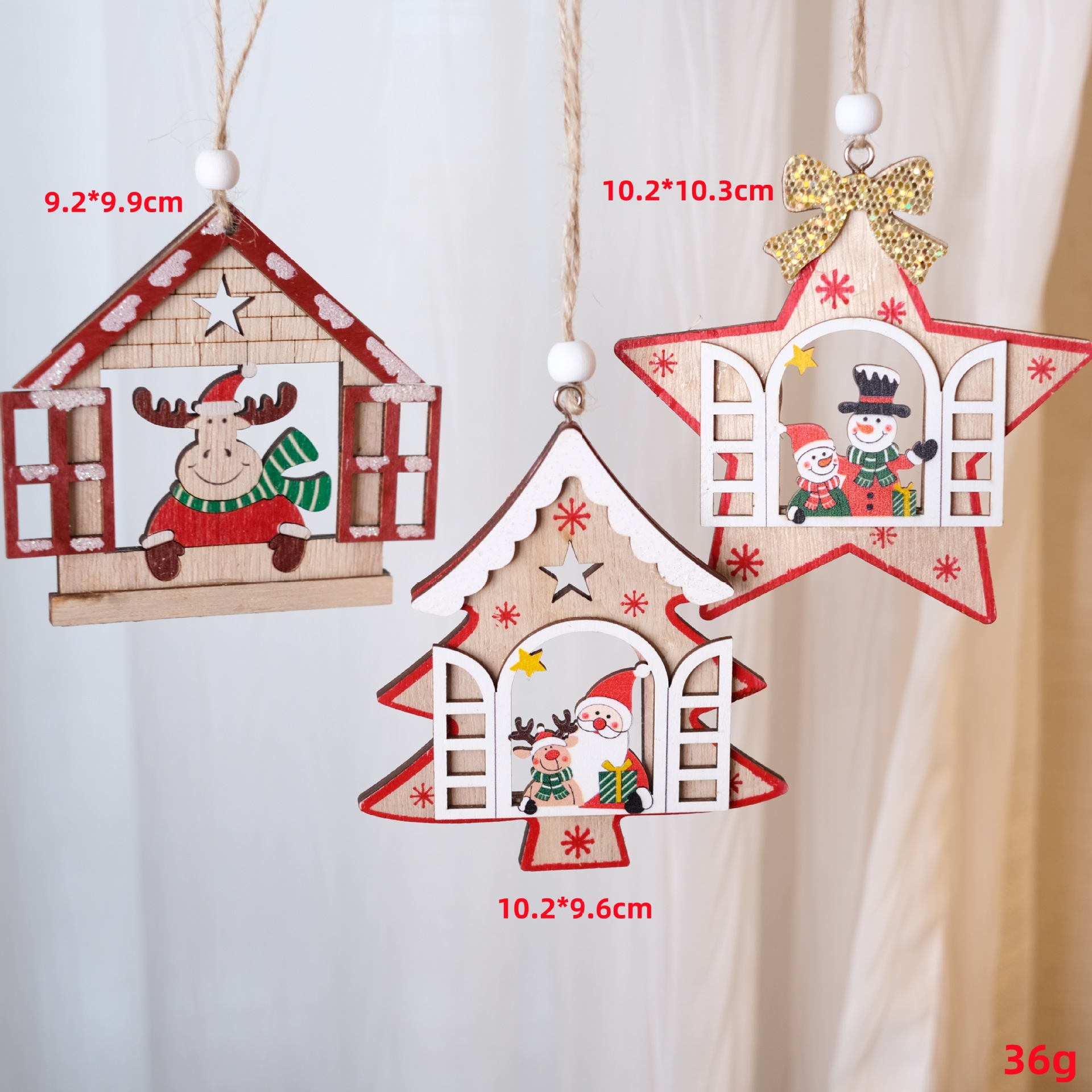 Christmas Multi-Layer Hollow Wooden Deer Snowman Ornament for Tree Decorations — image 9