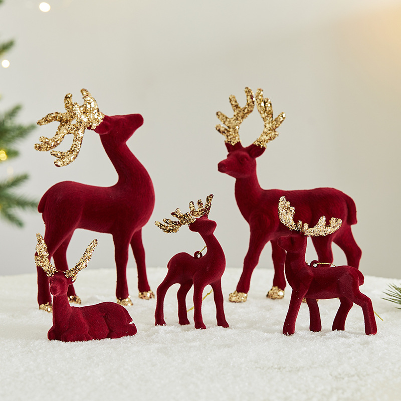 Decoración de Renos de Navidad con Glitter y Plumas para Ventana de Tienda, Decoración para Evento Festivo, Ambiente Navideño de Cielo Estrellado — imagen 1