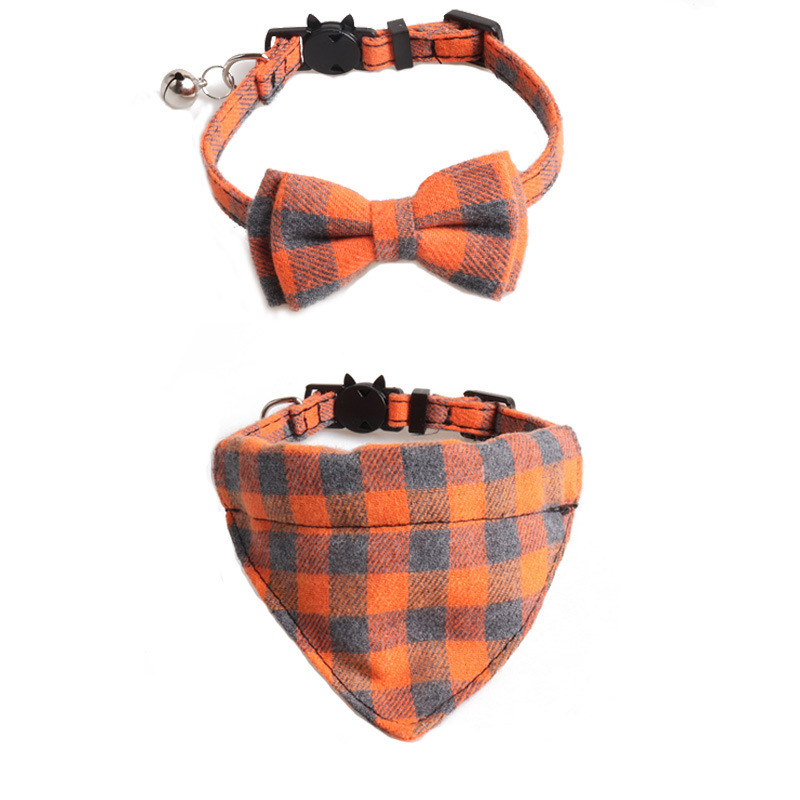 Nueva Corbata de Punto Escocés para Gatos en Dos Piezas con Triángulo y Pañuelo — imagen 6