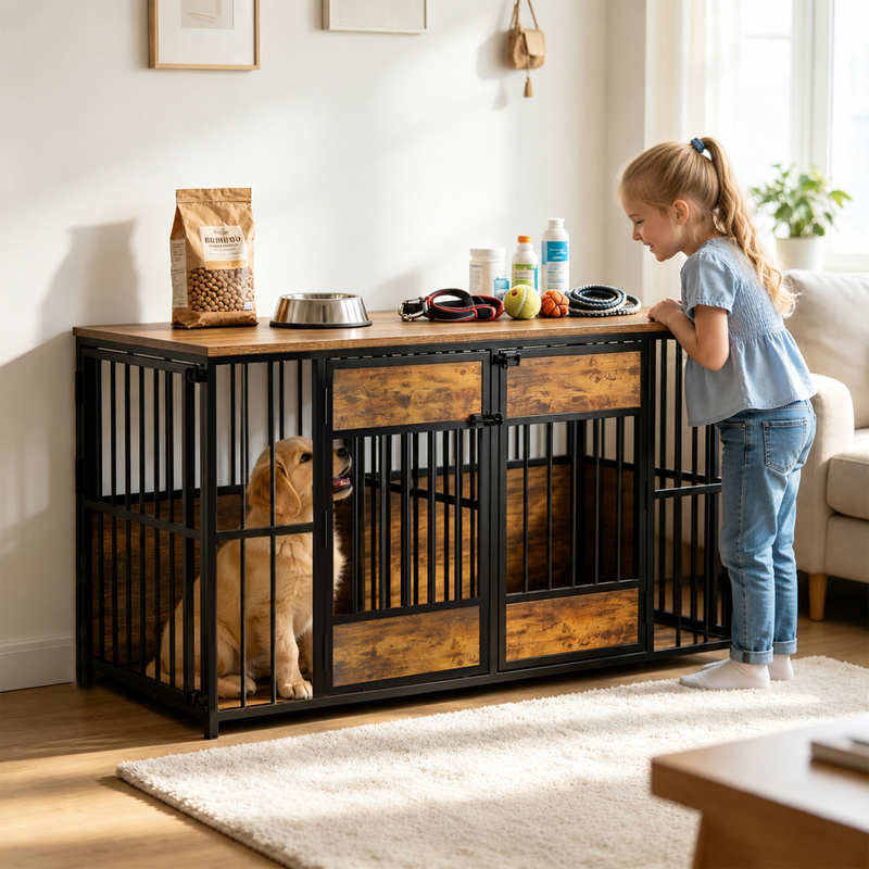 Caja de Perro en Madera con Estilo de Decoración, Reostador Grande para Mascotas — imagen 1