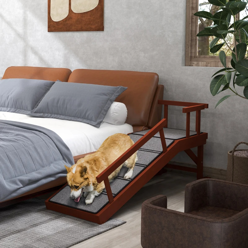 PawHut Wooden Dog Ramp With Removable Guardrails, Non-Slip Surface — imagen 3
