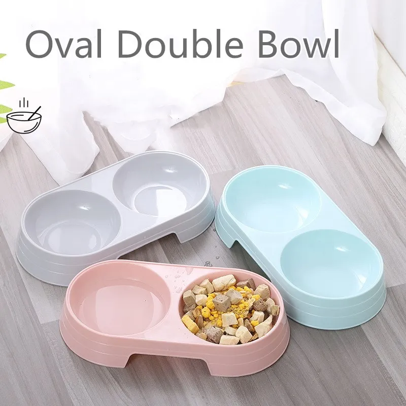 Macarone Double Bowl para Mascotas Plástico Comida y Agua para Perros, Gatos y Pequeños Animales Accesorios de Alimentación Canina y Felina — imagen 1