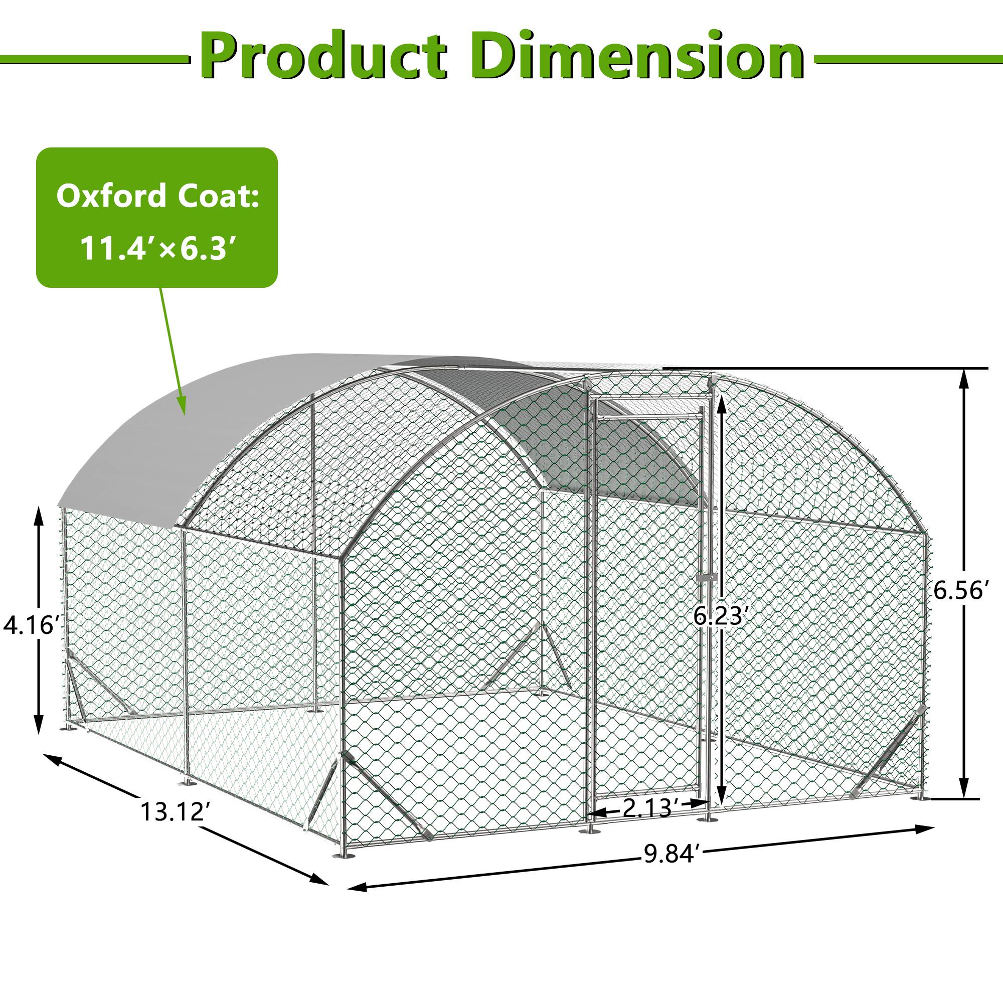 Large Chicken Coop Metal Chicken Run With Waterproof And Anti-UV Cover, Dome Shaped Walk-in Fence Cage Hen House For Outdoor And Yard Farm Use, 9.84 X 13.12 X 6.56 Ft — imagen 5