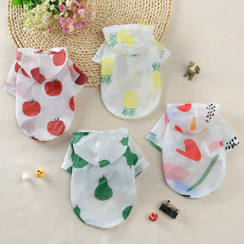 Summer New Pet Cat Supplies Shirt Dog Sun Protection Clothing With Hood Thin Section Breathable Fruit Printing Sun Protection Clothing — image 4