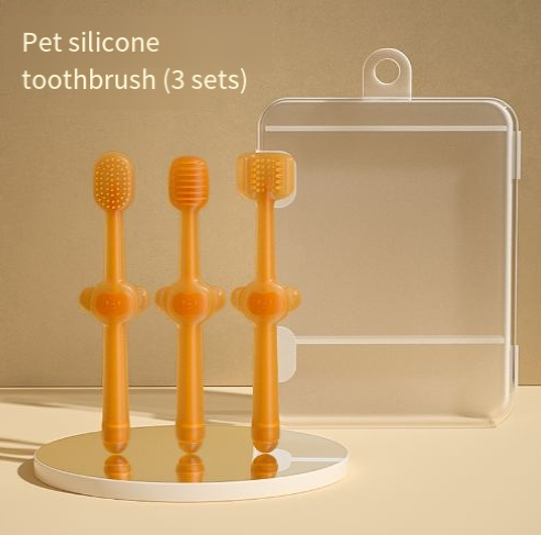 Cepillo de silicona para gatos, set de cepillado y pasta dental para perros para eliminar el mal aliento — imagen 2