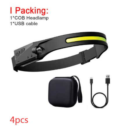 COB LED Inducción Linterna de Cabeza para Montar con Batería Recargable USB Resistente al Agua para Camping y Caza con Visión Total — imagen 34