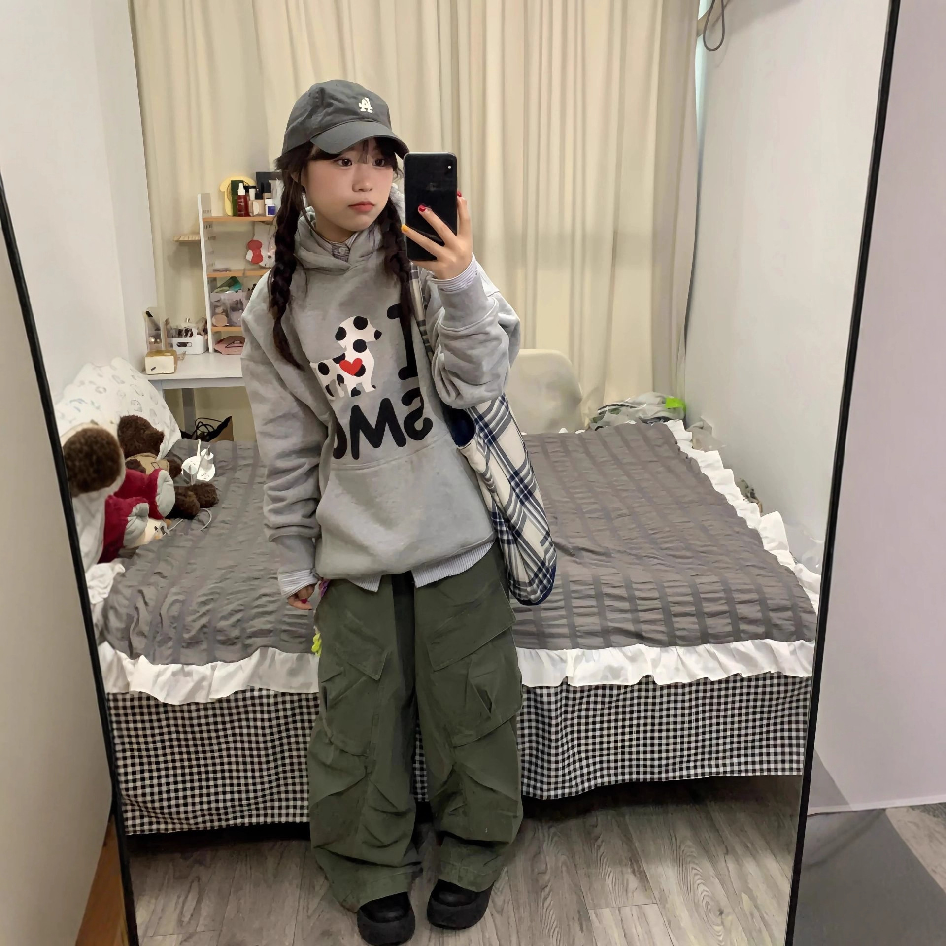 Cute Dog Print Hoodie for Women, College Style, Loose Fit — image 3