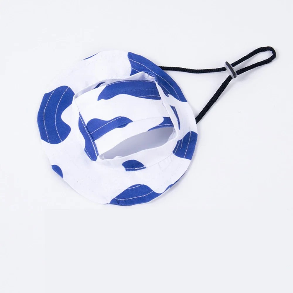 Fashion Dog Hat Adjustable Pet Bucket Hats with Ear Holes Summer Outdoor Round Brim Sun Hat for Samll Dogs Cats Pet Supplies — image 6
